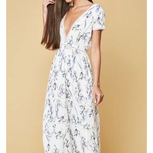 Lucca Couture Ladder Trim Tiered Printed MaxiDress